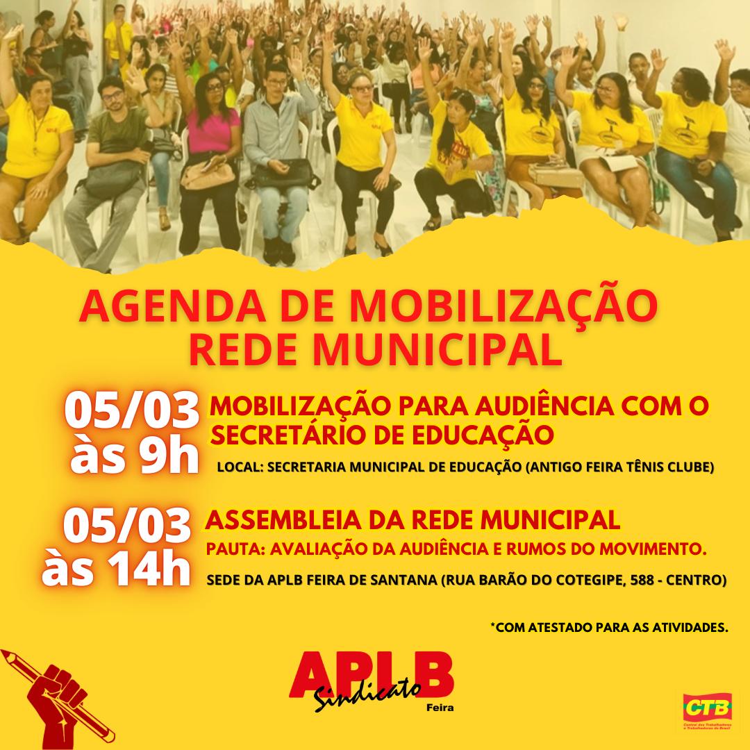AGENDA DE MOBILIZAÇÃO DIA 05 MARÇO – REDE MUNICIPAL